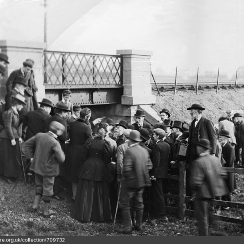 GAS excursion to Dumbuck Crannog in 1898, taken by J Harrison Maxwell © HES and Canmore